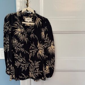 Ba&sh Black and Cream Floral Women's Top size 2 (their medium)